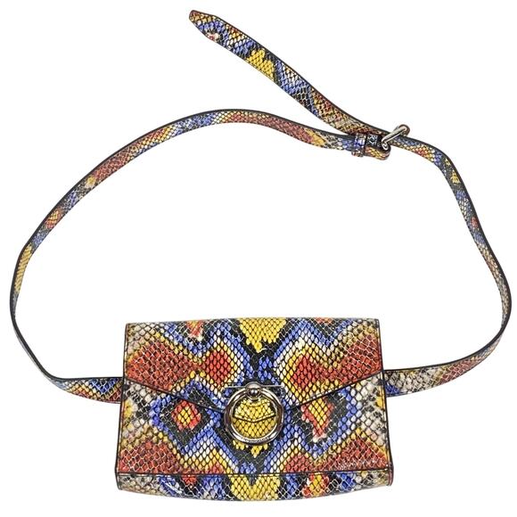 Rebecca Minkoff Snakeskin Crossbody Bag Jean Belt Multicolor Mini Wallet Purse - Picture 1 of 15